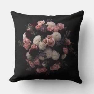 Elegante Cojín decorativo floral de color burdeos