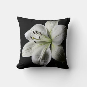 Elegante Cojín decorativo Lirio Blanco Puro
