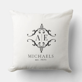 Elegante Cojín decorativo Monograma Escudo blanco