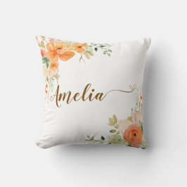 Elegante Cojín decorativo Naranja Floral Baby Show