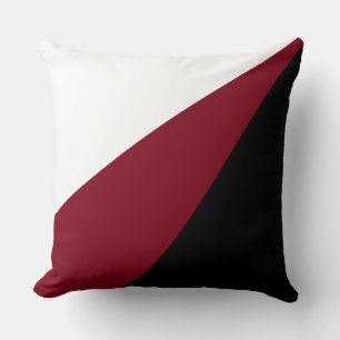 Elegante cojín decorativo negro, burgundy y blanco