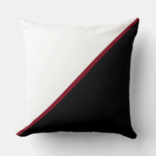 Elegante cojín decorativo negro, burgundy y blanco