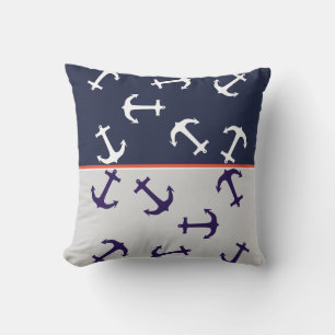Elegante Cojín decorativo oceánico de los Anclas A