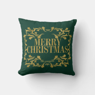 Elegante Cojín decorativo Ornate Gold Merry Christ