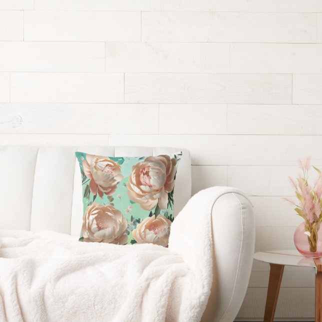 Elegante Cojín decorativo Peony Floral Decoración  (Sofá)