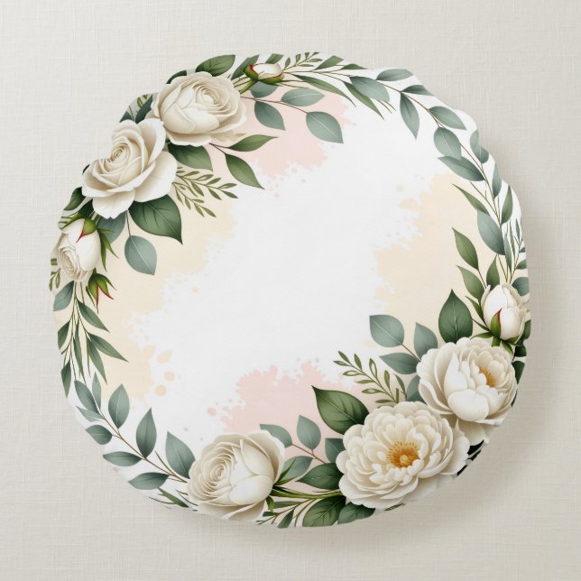 Elegante Cojín decorativo Personalizado redondo (Anverso)