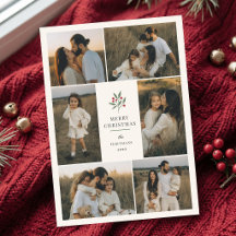 Elegante Colage de Fotos Botánico de Navidad con B