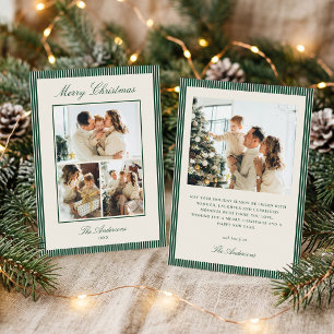 Elegante Colage de Fotos de Navidad con Rayas Verd