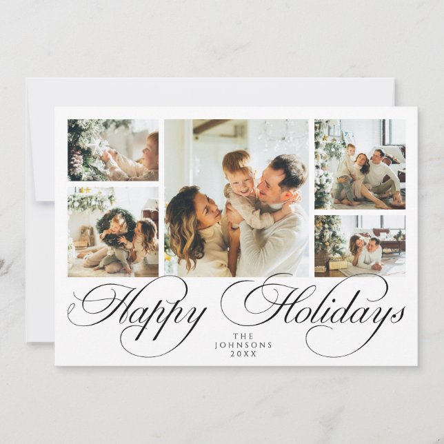 Elegante Colaje de Fotos de Navidad Tradicional (Anverso)