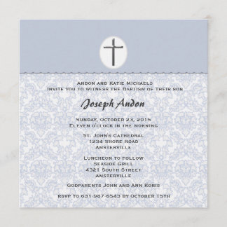 Elegante Colección Damask Invitación azul