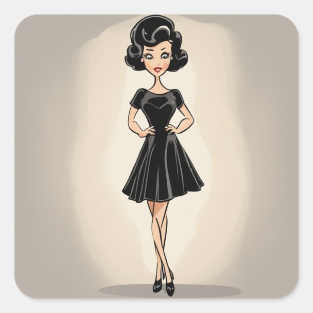 Elegante colección de Pegatinas retro LBD (Anverso)