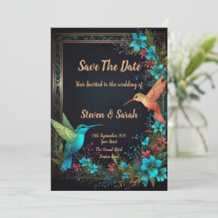 Elegante Colibrí y Boda Floral Invitación