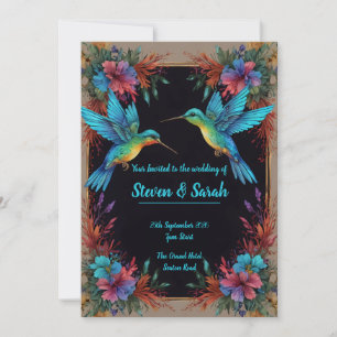 Elegante Colibrí y Boda Floral Invitación