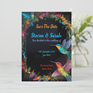 Elegante Colibrí y Boda Floral Invitación