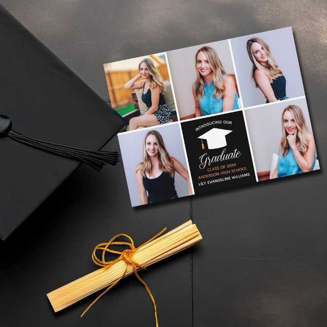 Elegante Collage de fotos de Invitación de Graduac (Subido por el creador)