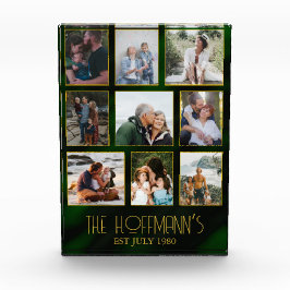 Elegante Collage de fotos de marco dorado verde es