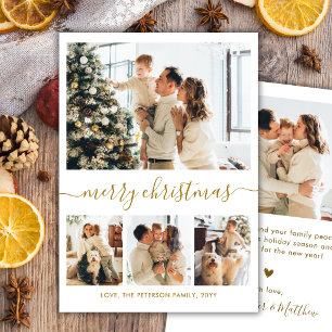 Elegante Collage de Fotos de Navidad con Letra Dor