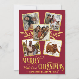 Elegante Collage de Fotos de Navidad en Dorado 