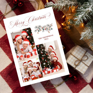 Elegante Collage de Fotos Familiares de Navidad Bo