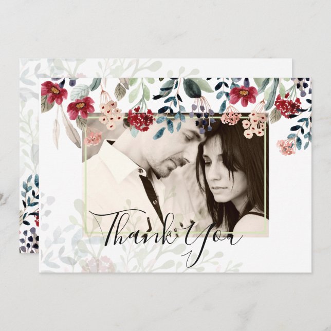 Elegante Collage de fotos floral de Borgoña Gracia (Anverso / Reverso)