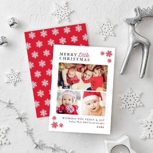 Elegante Collage de fotos Red Merry Little Navidad