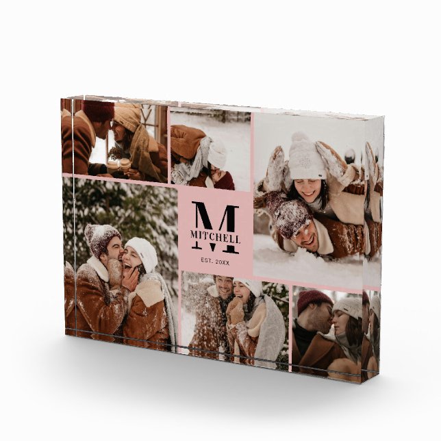 Elegante Collage de fotos Rubor Rosa Keepsake (Derecha)