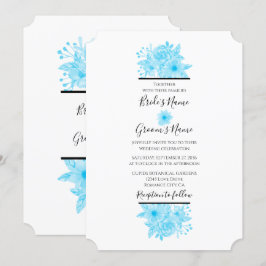 Elegante color azul acuarela Invitaciones a la bod