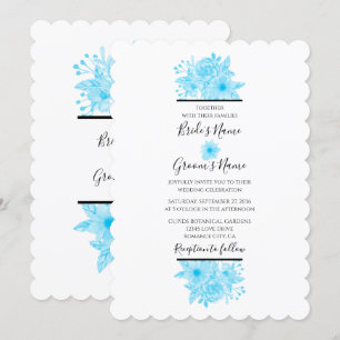 Elegante color azul acuarela Invitaciones a la bod