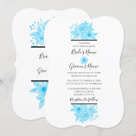 Elegante color azul acuarela Invitaciones a la bod