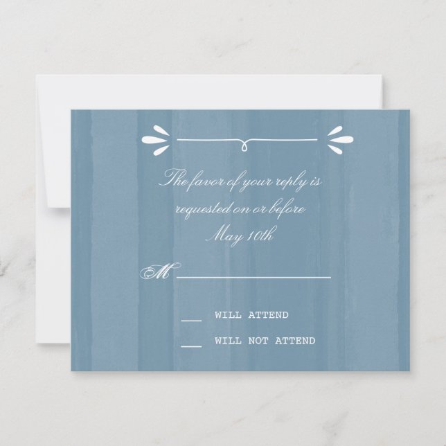 Elegante color de agua azul RSVP (Anverso)