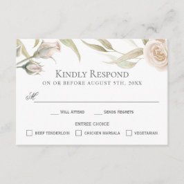 Elegante color de agua de rosas blancas RSVP con á