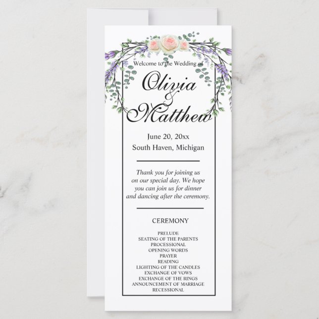 Elegante color de agua rosa rosa rosa lavanda verd (Anverso)