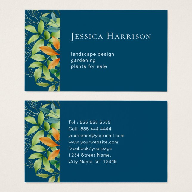 Elegante color de agua vegetación Foliage Azul bot (Anverso y reverso)