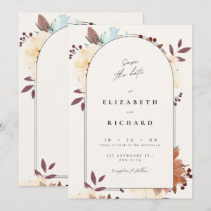 Elegante color floral beige Guardar invitación de 