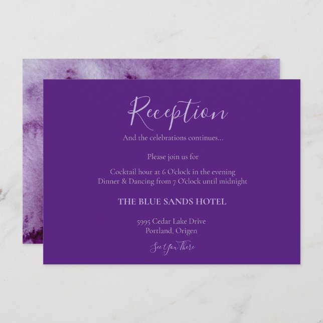 Elegante color púrpura lavado recepción ultra viol (Anverso / Reverso)