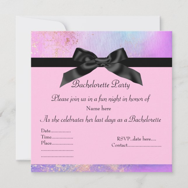 ELEGANTE COLOR ROSA BACHELORETTE INVITACIÓN DIVERS (Anverso)