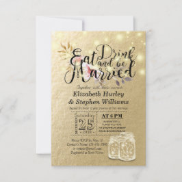 Elegante Comer Bebida y Casarse Invitaciones a la 