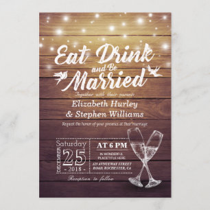 Elegante Comer Bebida y Casarse Invitaciones a la 
