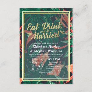 Elegante Comer Bebida y Casarse Invitaciones a la 