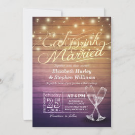Elegante Comer Bebida y Casarse Invitaciones a la 