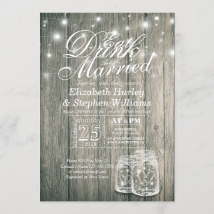 Elegante Comer Bebida y Casarse Invitaciones a la