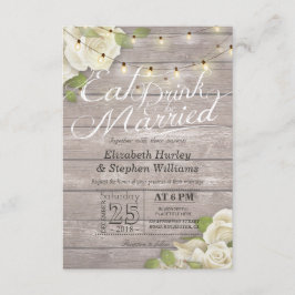 Elegante Comer Bebida y Casarse Invitaciones a la