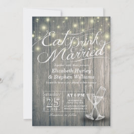 Elegante Comer Bebida y Casarse Invitaciones a la