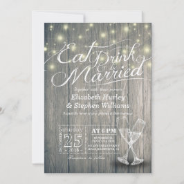 Elegante Comer Bebida y Casarse Invitaciones a la
