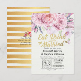 Elegante Comer Bebida y Casarse Invitaciones a la