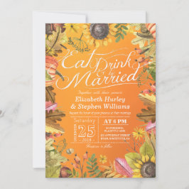 Elegante Comer Bebida y Casarse Invitaciones a la 