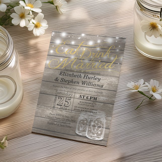 Elegante Comer Bebida y Casarse Invitaciones a la  (Subido por el creador)