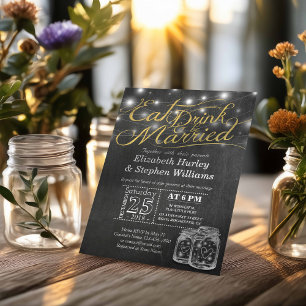 Elegante Comer Bebida y Casarse Invitaciones a la 
