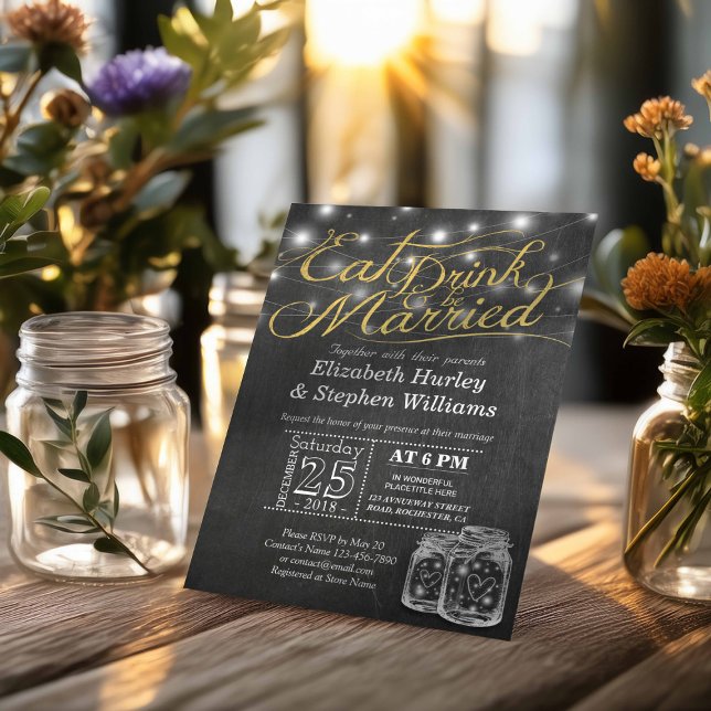 Elegante Comer Bebida y Casarse Invitaciones a la  (Subido por el creador)