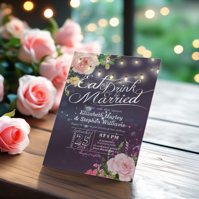 Elegante Comer Bebida y Casarse Invitaciones a la  (Subido por el creador)